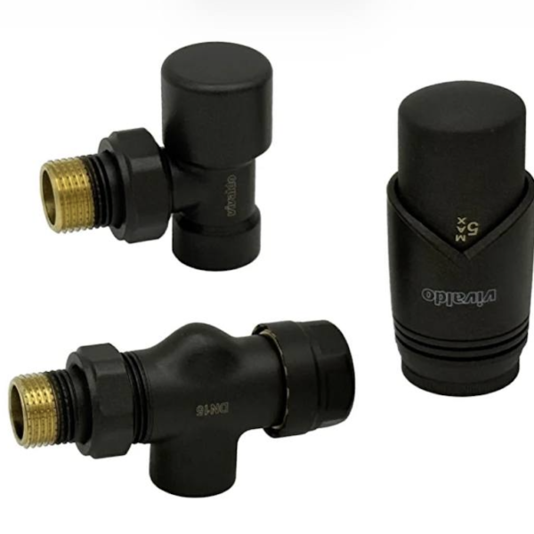 Комплект подключения радиатора термостатический осевой 1/2" антрацит в блистере VIVALDO