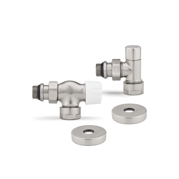 Комплект термостатический с запорным клапаном Varmega №3 VMDV12-510415, 1/2" x 3/4"EK, осевой, матовый никель