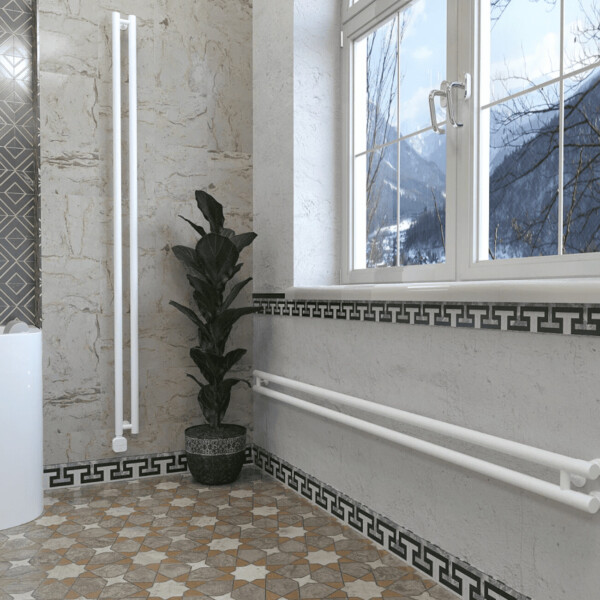 Stinox Minori Design V 1500 / 2 / 9016 матовый ТЭН NEX со скрытым монтажом